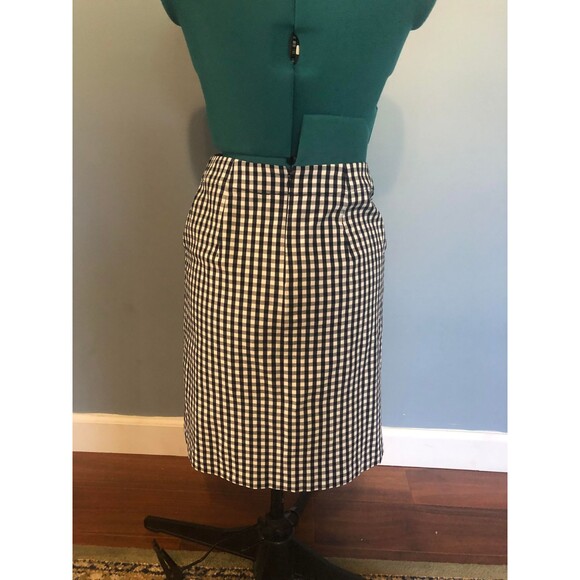 J. McLaughlin Blue Plaid Gingham Button Pocket Pencil Skirt, size 0 - Picture 2 of 5